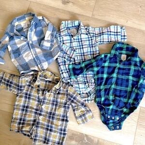 Carter’s Baby Boy Flannel Onesie Shirt Button Down 3 months Bundle